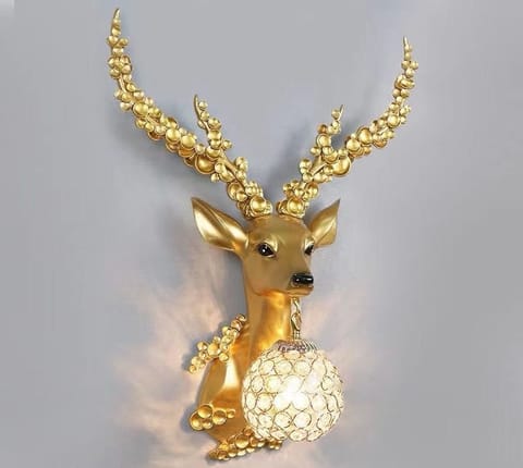 Swanart Elegant Deer Wall Lighting Fixture - Antler Design LED Sconce for Rustic Home Decor Light