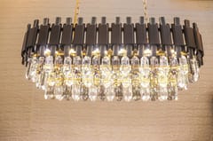 Swanart Crystal Pendant Chandelier Light - Round Rectangle Shape