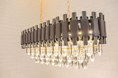 Swanart Crystal Pendant Chandelier Light - Round Rectangle Shape