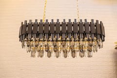 Swanart Crystal Pendant Chandelier Light - Round Rectangle Shape