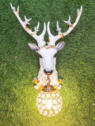 Swanart Elegant Deer Head Wall Lamp with Golden Crystal Pendant, 64cm Wall Mounted Light Fixture for Living Room, Bedroom, or Hallway - Unique Artistic Decor with Warm Glow - Modern & Luxurious Design