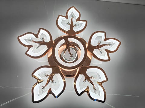 Swanart LumiLeaf Crystal Chandelier: Modern Rose Gold Ceiling Light with Dimmable 3-Color LEDs, Remote Control, Elegant Leaf Design for Dining Room, Living Room, Bedroom, Hallway