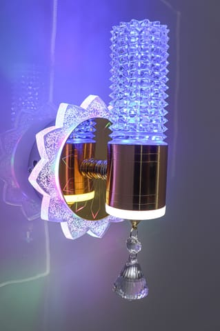 SWANART Modern Crystal Wall Sconce LED Color Changing Wall Light Fixture, Dimmable Ambient Lighting for Bedroom, Living Room, Hallway, Dining Room Crystal Decor, Home Decoration, Wall Lamp