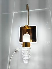 Swanart Modern Crystal Wall Sconce with LED Mirror - Elegant Bathroom Vanity Light Fixture with Gold Finish & Crystal Shade
