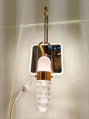 Swanart Modern Crystal Wall Sconce with LED Mirror - Elegant Bathroom Vanity Light Fixture with Gold Finish & Crystal Shade