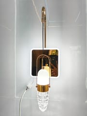 Swanart Modern Crystal Wall Sconce with LED Mirror - Elegant Bathroom Vanity Light Fixture with Gold Finish & Crystal Shade