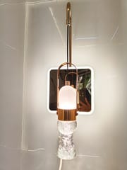 Swanart Modern Crystal Wall Sconce with LED Mirror - Elegant Bathroom Vanity Light Fixture with Gold Finish & Crystal Shade