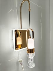 Swanart Modern Crystal Wall Sconce with LED Mirror - Elegant Bathroom Vanity Light Fixture with Gold Finish & Crystal Shade