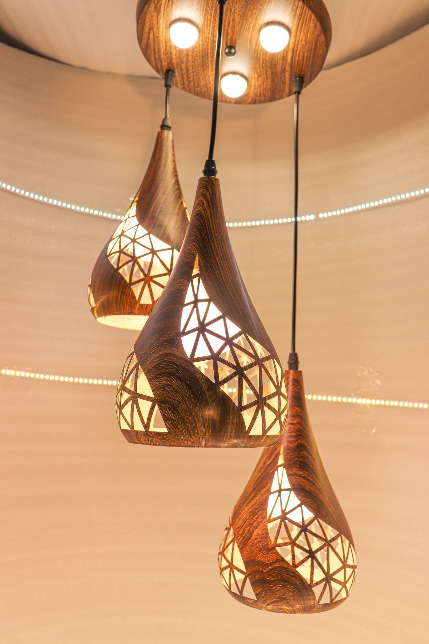 Swanart Unique wooden hanging lamp design for home decoration modern wooden hanging lights decor