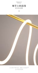 Swanart Metal Strip Hanging Lights with Soft Silicone Long Light Strip, Creative Linear Ceiling Light, Modern 30W LED Suspension Lights, Kitchen Island Decorative Lighting Atmosphere Lamp