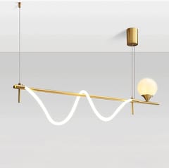 Swanart Metal Strip Hanging Lights with Soft Silicone Long Light Strip, Creative Linear Ceiling Light, Modern 30W LED Suspension Lights, Kitchen Island Decorative Lighting Atmosphere Lamp
