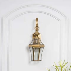 swanart Vintage Gold Outdoor Wall Light Lantern for Home Entrance, Waterproof Exterior Sconce with Transparent Glass, Antique Brass Finish, Decorative LED Compatible Door Wall Lamp