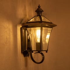 swanart Elegant Outdoor Wall Lantern Light with Clear Glass Panels – Black Vintage Wall Sconce for Garden, Porch, Patio, Balcony & Gate | Waterproof IP65 Exterior Light Fixture with E27 Holder
