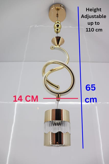 Swanart Modern Gold Spiral Pendant Light - Stylish LED Hanging Lamp with Crystal Accent and Adjustable Height, Perfect for Dining Rooms, Living Rooms, and Bedrooms