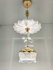 swanart Modern Luxury Crystal Chandelier Pendant Light Fixture with Gold Finish, Adjustable Height Ceiling Lamp for Dining Room, Bedroom, Entryway, Living Room - Elegant Sparkle