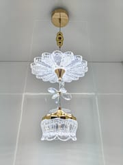 swanart Modern Luxury Crystal Chandelier Pendant Light Fixture with Gold Finish, Adjustable Height Ceiling Lamp for Dining Room, Bedroom, Entryway, Living Room - Elegant Sparkle