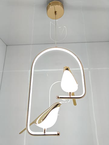 Swanart Modern Dual Bird LED Pendant Light – Elegant Gold Finish Hanging Chandelier for Living Room, Dining, Bedroom & Home Decor Lighting | Unique Artistic Ceiling Lamp Fixture