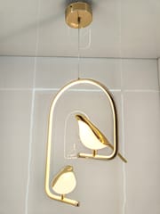 Swanart Modern Dual Bird LED Pendant Light – Elegant Gold Finish Hanging Chandelier for Living Room, Dining, Bedroom & Home Decor Lighting | Unique Artistic Ceiling Lamp Fixture