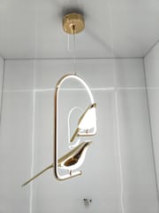 Swanart Modern Dual Bird LED Pendant Light – Elegant Gold Finish Hanging Chandelier for Living Room, Dining, Bedroom & Home Decor Lighting | Unique Artistic Ceiling Lamp Fixture