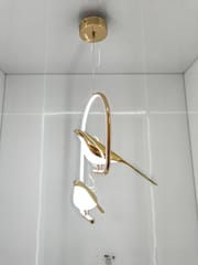 Swanart Modern Dual Bird LED Pendant Light – Elegant Gold Finish Hanging Chandelier for Living Room, Dining, Bedroom & Home Decor Lighting | Unique Artistic Ceiling Lamp Fixture