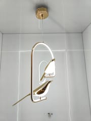 Swanart Modern Dual Bird LED Pendant Light – Elegant Gold Finish Hanging Chandelier for Living Room, Dining, Bedroom & Home Decor Lighting | Unique Artistic Ceiling Lamp Fixture