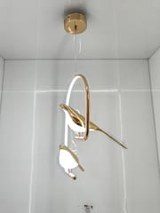 Swanart Modern Dual Bird LED Pendant Light – Elegant Gold Finish Hanging Chandelier for Living Room, Dining, Bedroom & Home Decor Lighting | Unique Artistic Ceiling Lamp Fixture