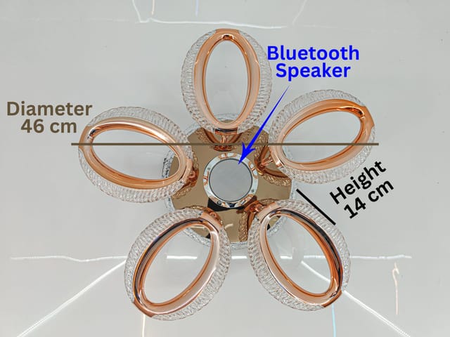 Swanart Elegant Rose Gold LED Ceiling Light with Integrated Bluetooth Speaker & Remote Control – Dimmable Flush Mount for Bedroom, Living Room, Kitchen – Enhanced Home Ambiance