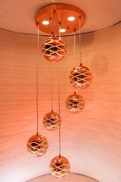 Swanart Rose Gold Pendant Light with Stunning Colour Changing Effects 8727-6 RG