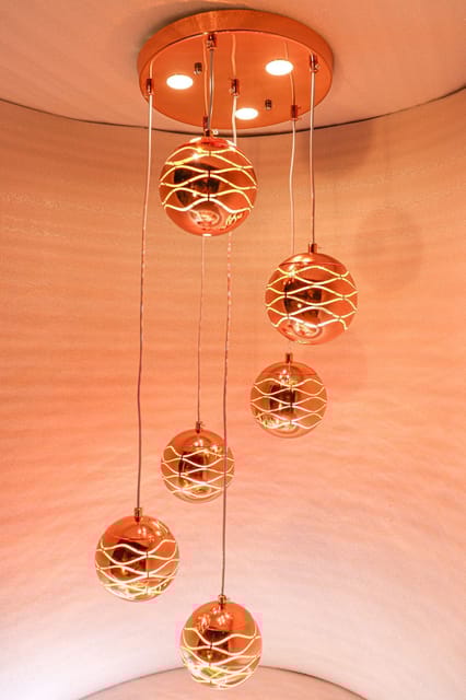 Swanart Rose Gold Pendant Light with Stunning Colour Changing Effects 8727-6 RG