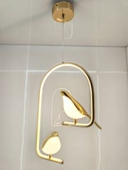 Swanart Modern Dual Bird LED Pendant Light – Elegant Gold Finish Hanging Chandelier for Living Room, Dining, Bedroom & Home Decor Lighting | Unique Artistic Ceiling Lamp Fixture