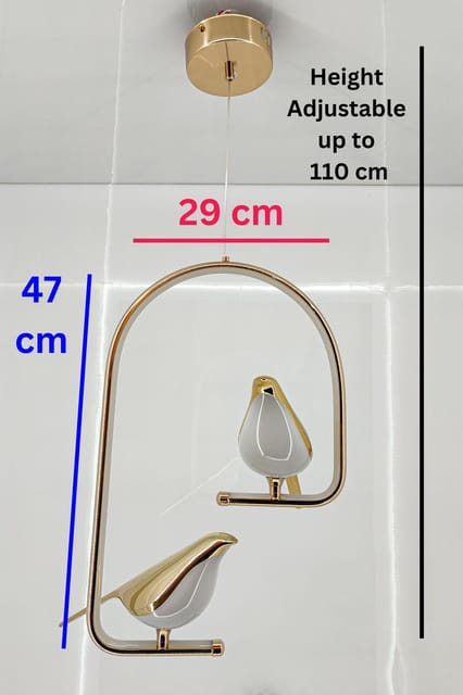 Swanart Modern Dual Bird LED Pendant Light – Elegant Gold Finish Hanging Chandelier for Living Room, Dining, Bedroom & Home Decor Lighting | Unique Artistic Ceiling Lamp Fixture