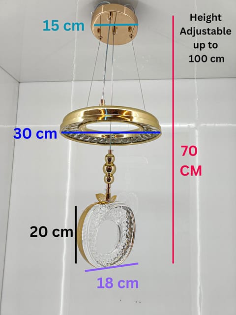 Swanart Luxury Crystaple Crystal Apple Chandelier – Elegant LED Pendant Light with 3-in-1 Color Change, Height Adjustable – Modern Gold & Crystal Ceiling Light for Home & Office
