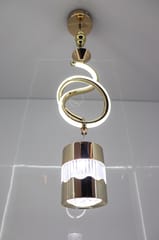 Swanart Modern Gold Spiral Pendant Light - Stylish LED Hanging Lamp with Crystal Accent and Adjustable Height, Perfect for Dining Rooms, Living Rooms, and Bedrooms
