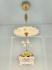 swanart Modern Luxury Crystal Chandelier Pendant Light Fixture with Gold Finish, Adjustable Height Ceiling Lamp for Dining Room, Bedroom, Entryway, Living Room - Elegant Sparkle