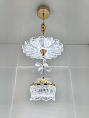 swanart Modern Luxury Crystal Chandelier Pendant Light Fixture with Gold Finish, Adjustable Height Ceiling Lamp for Dining Room, Bedroom, Entryway, Living Room - Elegant Sparkle
