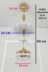 swanart Modern Luxury Crystal Chandelier Pendant Light Fixture with Gold Finish, Adjustable Height Ceiling Lamp for Dining Room, Bedroom, Entryway, Living Room - Elegant Sparkle