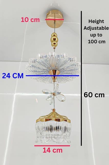 swanart Modern Luxury Crystal Chandelier Pendant Light Fixture with Gold Finish, Adjustable Height Ceiling Lamp for Dining Room, Bedroom, Entryway, Living Room - Elegant Sparkle