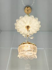 swanart Modern Luxury Crystal Chandelier Pendant Light Fixture with Gold Finish, Adjustable Height Ceiling Lamp for Dining Room, Bedroom, Entryway, Living Room - Elegant Sparkle