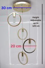 Modern Crystal Ring LED Pendant Light - Adjustable Height, Warm/Cool White, Elegant Gold Finish, Sparkling Bubble Accents, Ideal for Dining Room, Living Room, Bedroom