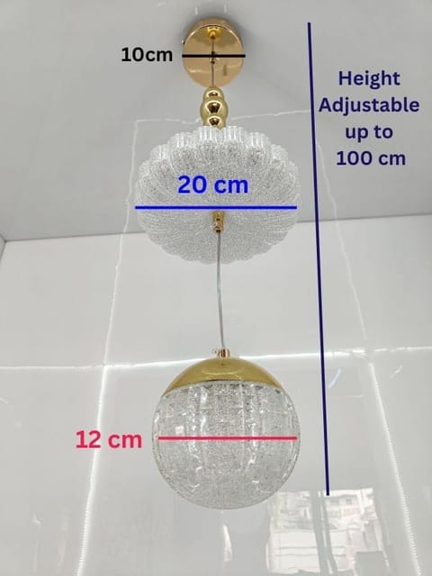 Swanart Modern Crystal Chandelier for Living Room - Elegant 2-Tier Hanging Pendant Light Fixture with Globe Shade for Bedroom, Dining Room & Foyer