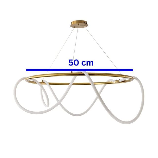 Swanart Gold Metallic LED Chandelier 500MM Ring with Acrylic Curly Tube Light - Warm White