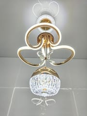 Swanart Modern LED Chandelier with Crystal Pendant - Dimmable Gold Ceiling Light Fixture for Living Room, Dining Room, Bedroom