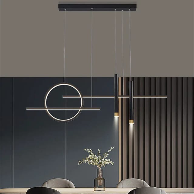 Swanart 3 LED Black Gold Body Modern Liner LED Chandelier Pendant Light Hanging Suspension Lamp