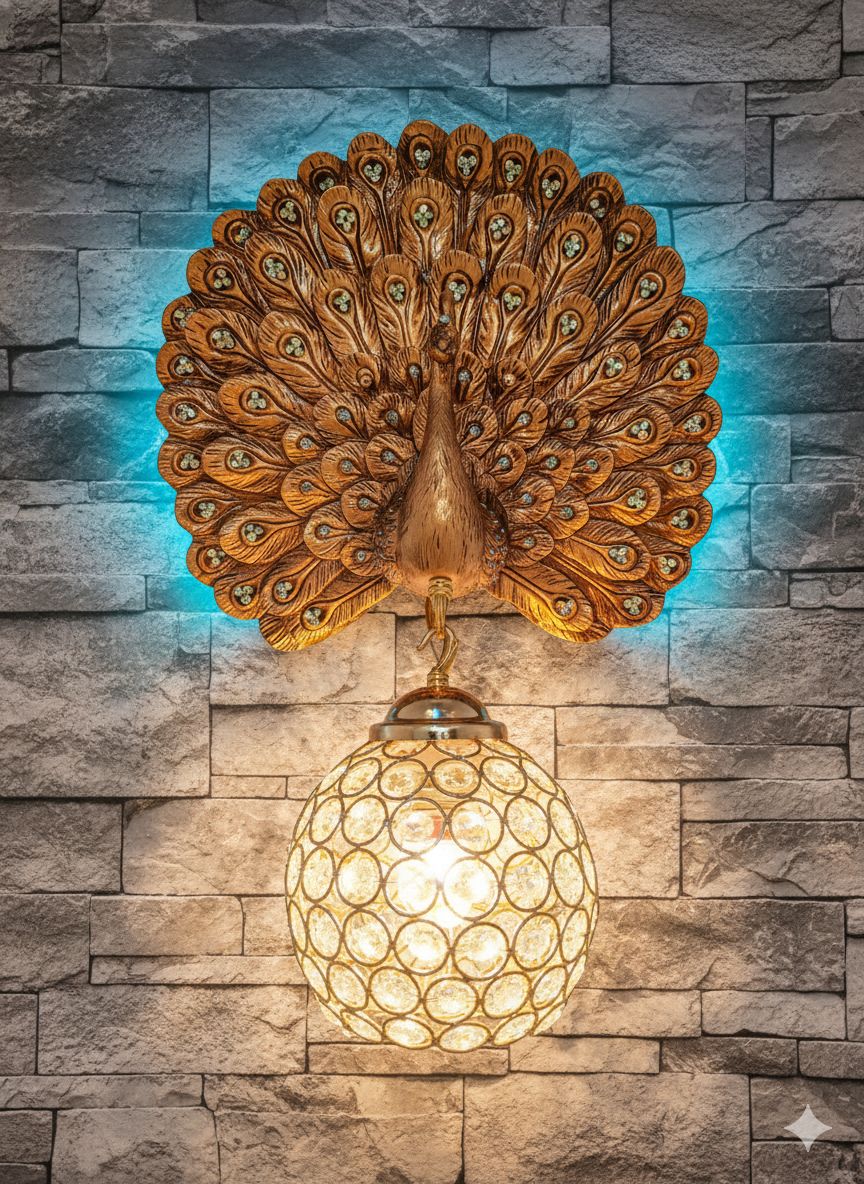 Opulent Peacock Wall Sconce – Majestic Crystal Lighting