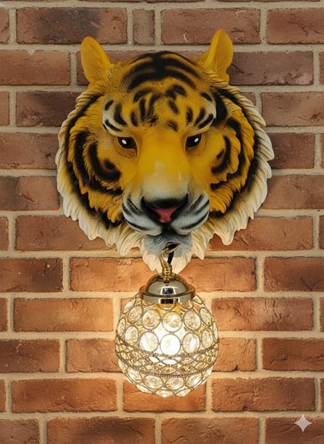Regal Tiger Head Wall Sconce Wild Crystal Lighting