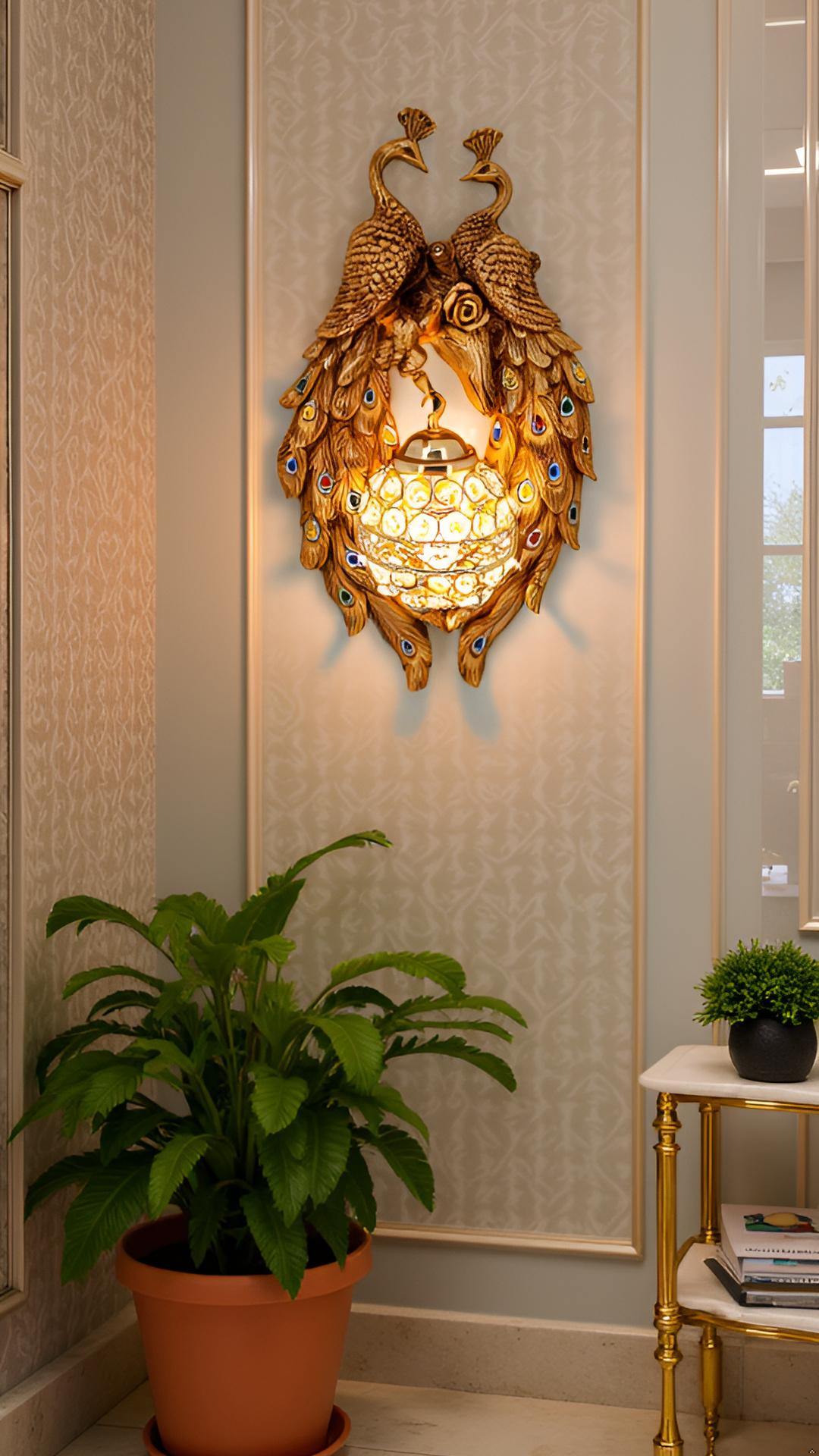 Exquisite Peacock Wall Sconce Royal Crystal Lighting
