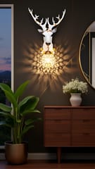 Swanart Elegant Deer Head Wall Lamp with Golden Crystal Pendant, 64cm Wall Mounted Light Fixture for Living Room, Bedroom, or Hallway - Unique Artistic Decor with Warm Glow - Modern & Luxurious Design