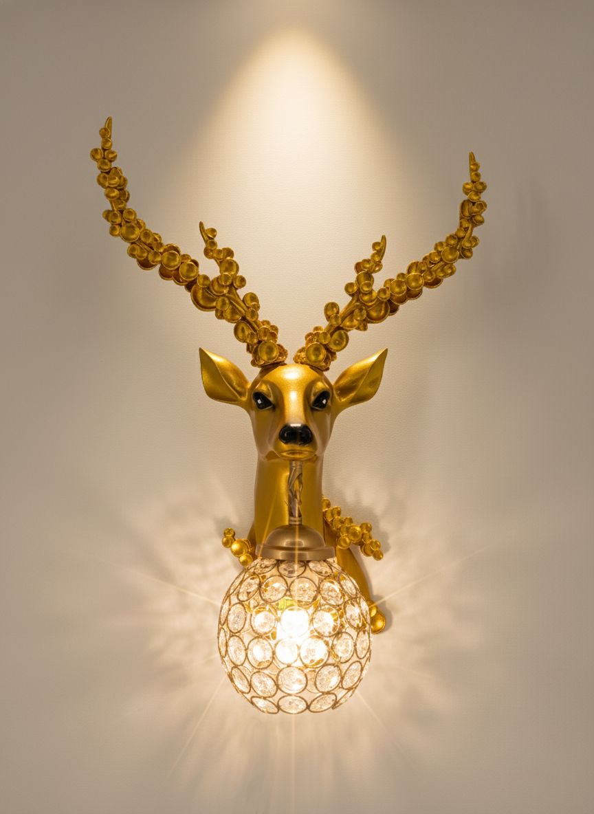 Swanart Elegant Deer Wall Lighting Fixture - Antler Design LED Sconce for Rustic Home Decor Light