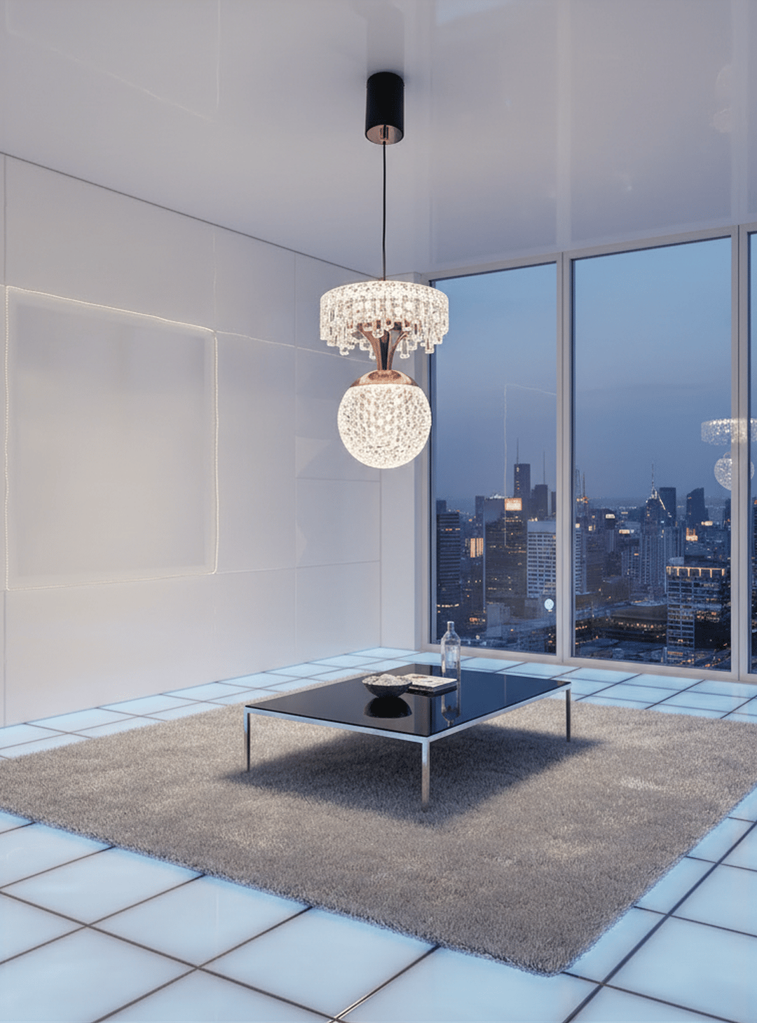 Modern 2-Tier Crystal Pendant Light | Black & Rose Gold Design