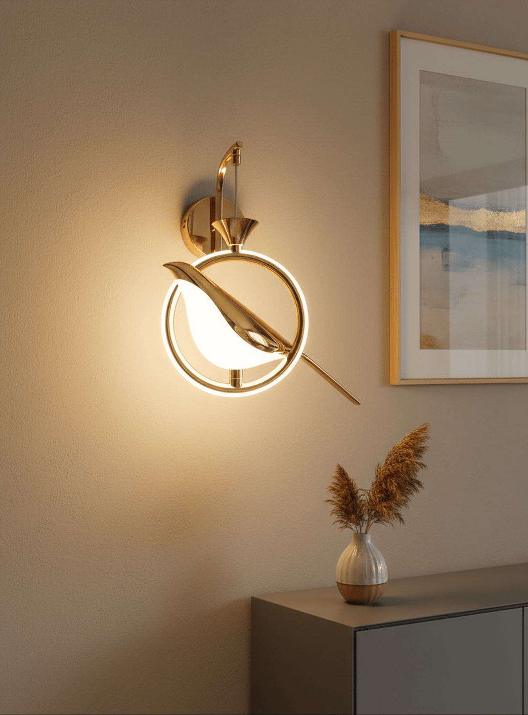 Swanart Modern Bird-Shaped LED Wall Light, Gold and White Sconce with Artistic Design, Energy-Efficient Decorative Lighting for Bedrooms, Living Rooms, and Hallways Stylish Accent Light Fixture